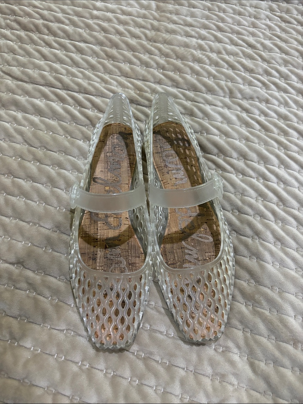 Sam Edelman Transparent Jelly Mary Jane Flats in Clear